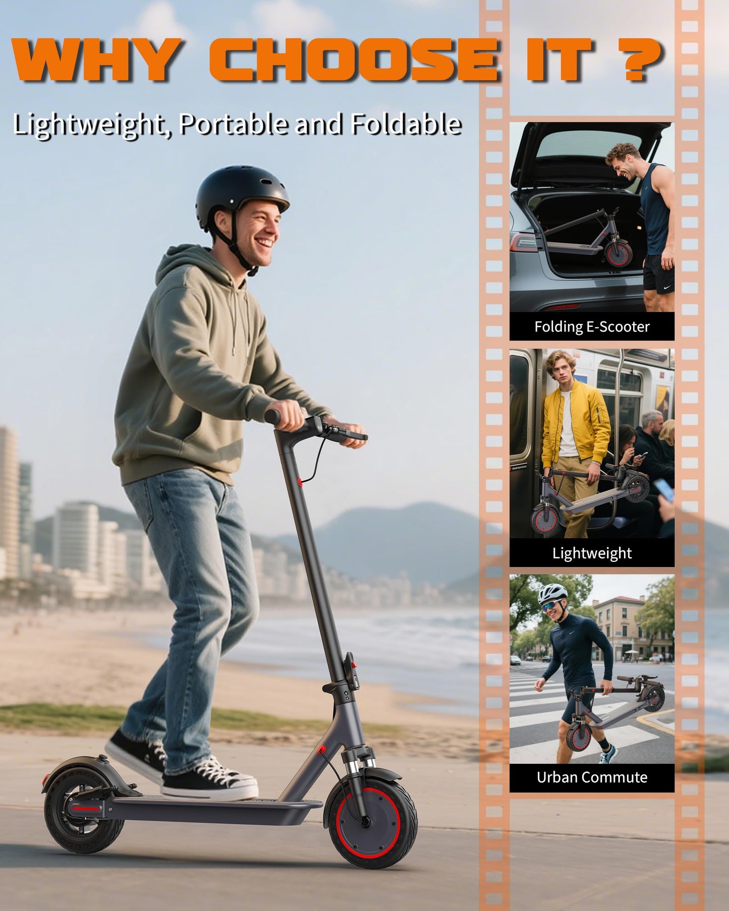 Electric Scooter for Adults, 500W Motor with Dual Suspensions, 22 MPH Top Speed & 22 Miles Long Range, 10" Solid Tire, Folding E-Scooter with Dual Braking, APP Control, Cruise Control