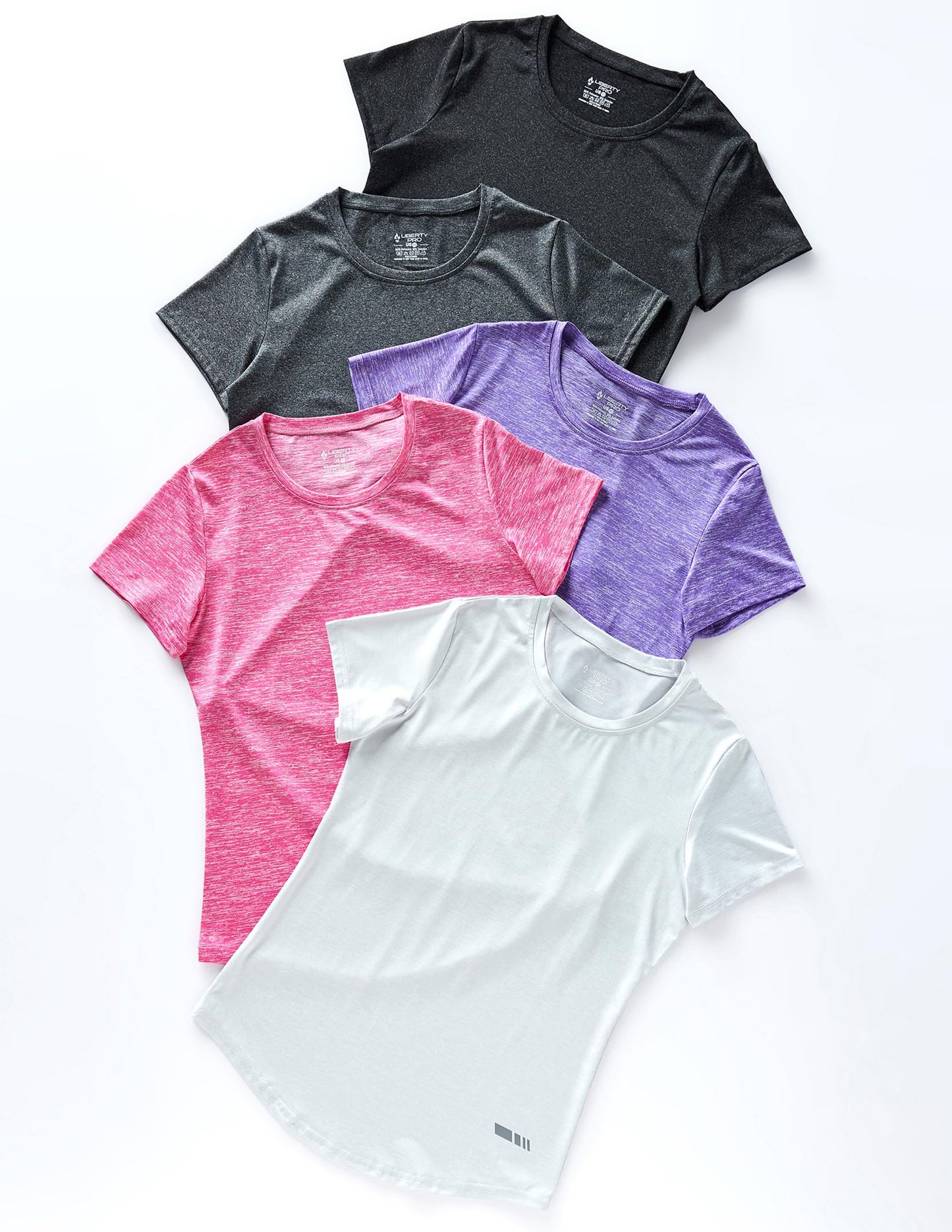 5 Pack: Women's Dry Fit Short Sleeve T Shirts, Athletic Workout Tee Tops for Gym Yoga Running (Set 3, Medium)