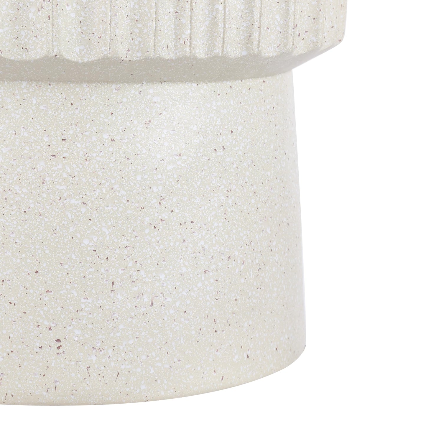 JONATHAN Y TBL1102B Louisa 19" Modern Art Deco Tambour Indoor/Outdoor Accent Table Art Deco, Minimalist, Contemporary, Bohemian, Mid-Century, Patio, Garden, Bathroom,Living Room, Cream Terrazzo Finish