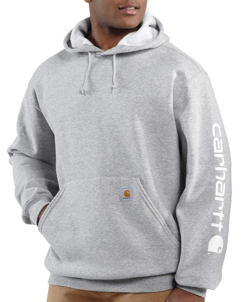 Carhartt mens Logo Hooded fashion sweatshirts, Heather Gray, X-Large US