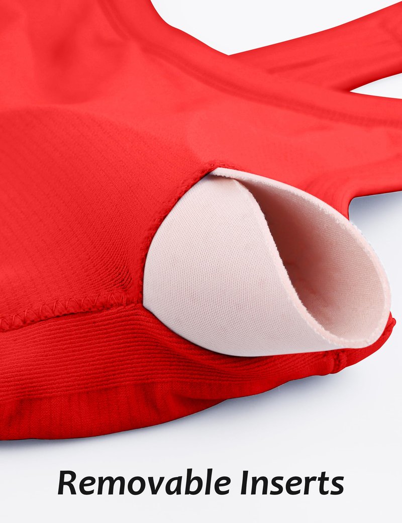MathCat Workout Tank Tops for Women with Built in Bra, Sleeveless Gym Tops Seamless Racerback Athletic Yoga Shirts Red
