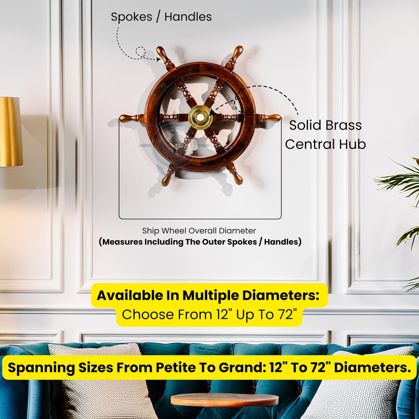 Nagina International Premium Nautical Handcrafted Wooden Ship Wheel | Pirate's Wall Home Decor & Gifts (16 Inches, Dark Rosewood)