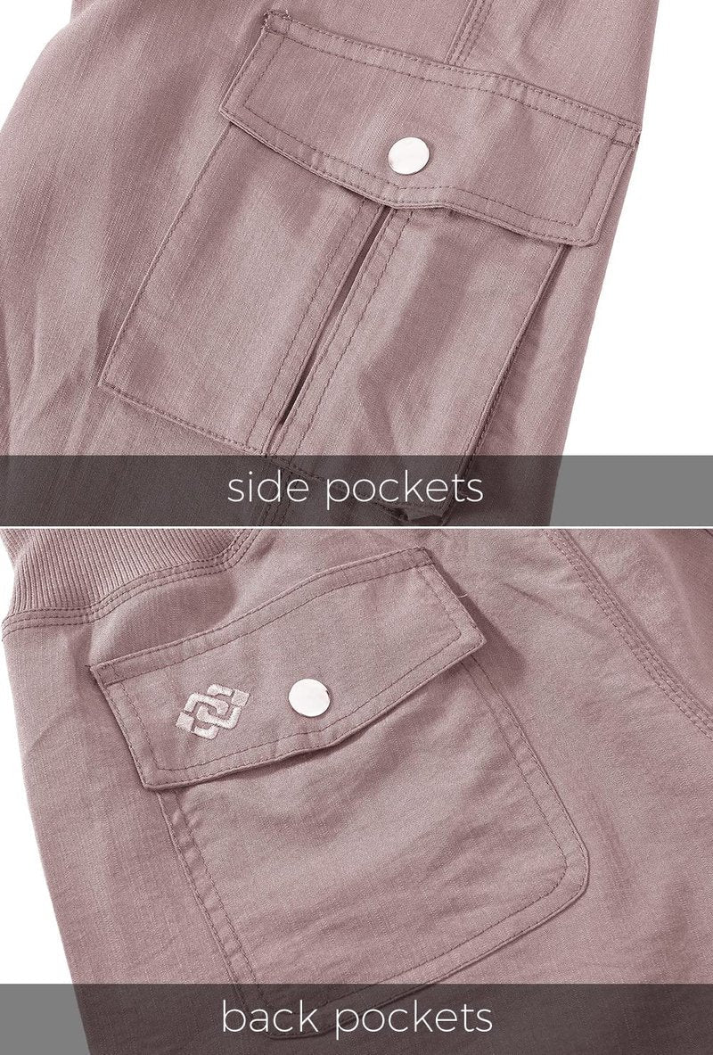 MoFiz Women's Hiking Cargo Shorts Quick Dry Lightweight Athletic Capri Pants for Camping Jogger with Pockets Pink 4XL
