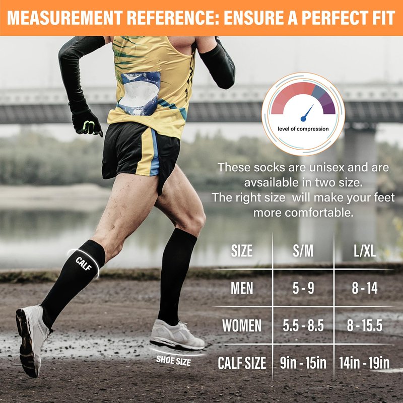 Compression Socks for Women & Men 15-20 mmHg, Best for Medical, Nursing, Running, Athletic, Varicose Veins, Travel