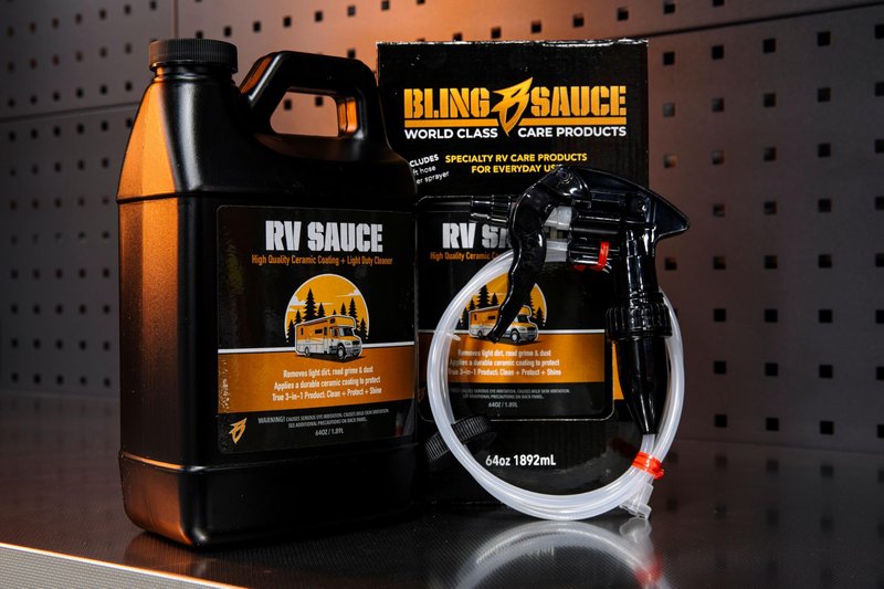 Bling Sauce RV Sauce, Ceramic Coating Plus Light Duty Cleaner, 3-in-1 Clean, Protect, and Shine. 64 oz.