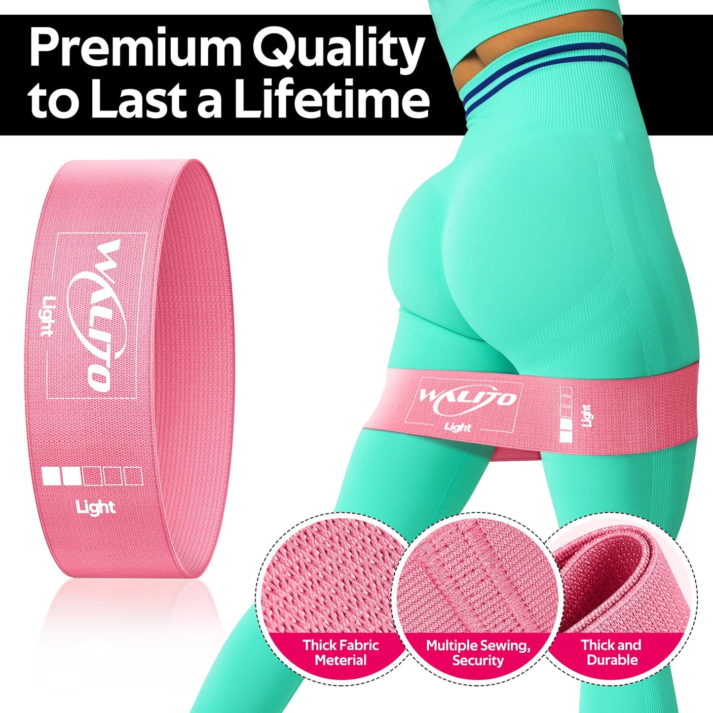 Fabric Resistance Bands for Working Out - Exercise Bands for Women Men,Non-Slip Booty Bands for Legs,Thigh Glute Bands for Workout,Fitness Bands for Yoga, Pilates, Physical Therapy and Home