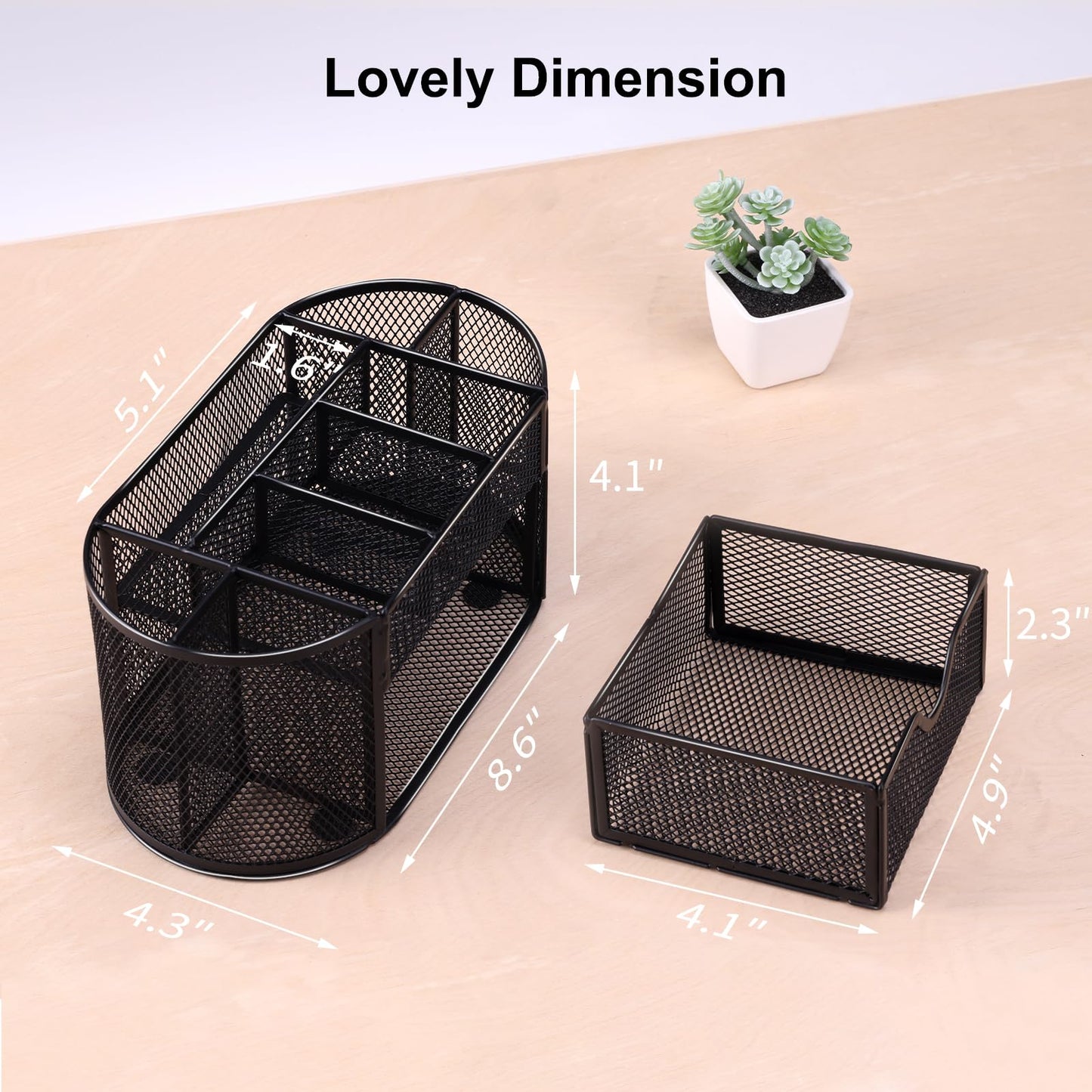 EOOUT Desk Organizer, Pencil Holder for Desk, Mesh Office Desk Accessories with 8 Compartments and 1 Drawer Stationery Holder School Supplies