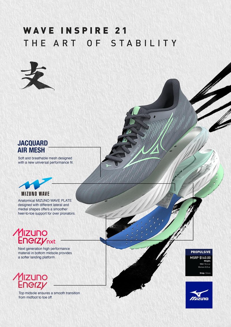 Mizuno Women's Wave Inspire 21 D Running Shoe | Support Road-Trail Runner | Blue Granite-Striking Coral | US Womens 12