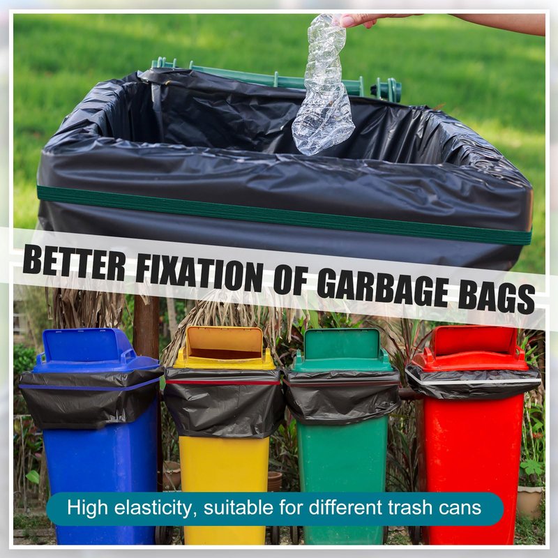 Riakrum 6 Pieces Trash Can Rubber Bands, Suitable for 60-98 Gallon Trash Cans,Perimeter from 102 Inches to 150 Inches Large Multi-functional Rubber Bands Suitable Kitchen Camping,6 Colors(Flat)