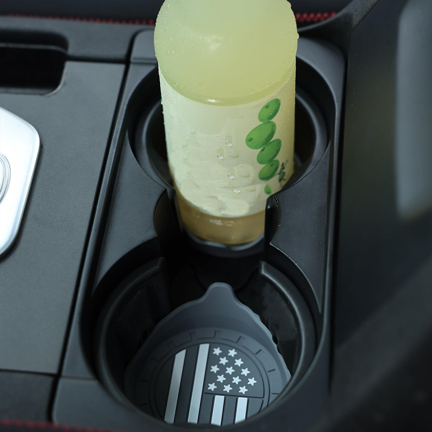 Amooca Car Cup Coaster Universal Non-Slip Silicone Cup Holder Insert Car Interior Accessories for Drink American Flag US Flag 4 Pack Grey