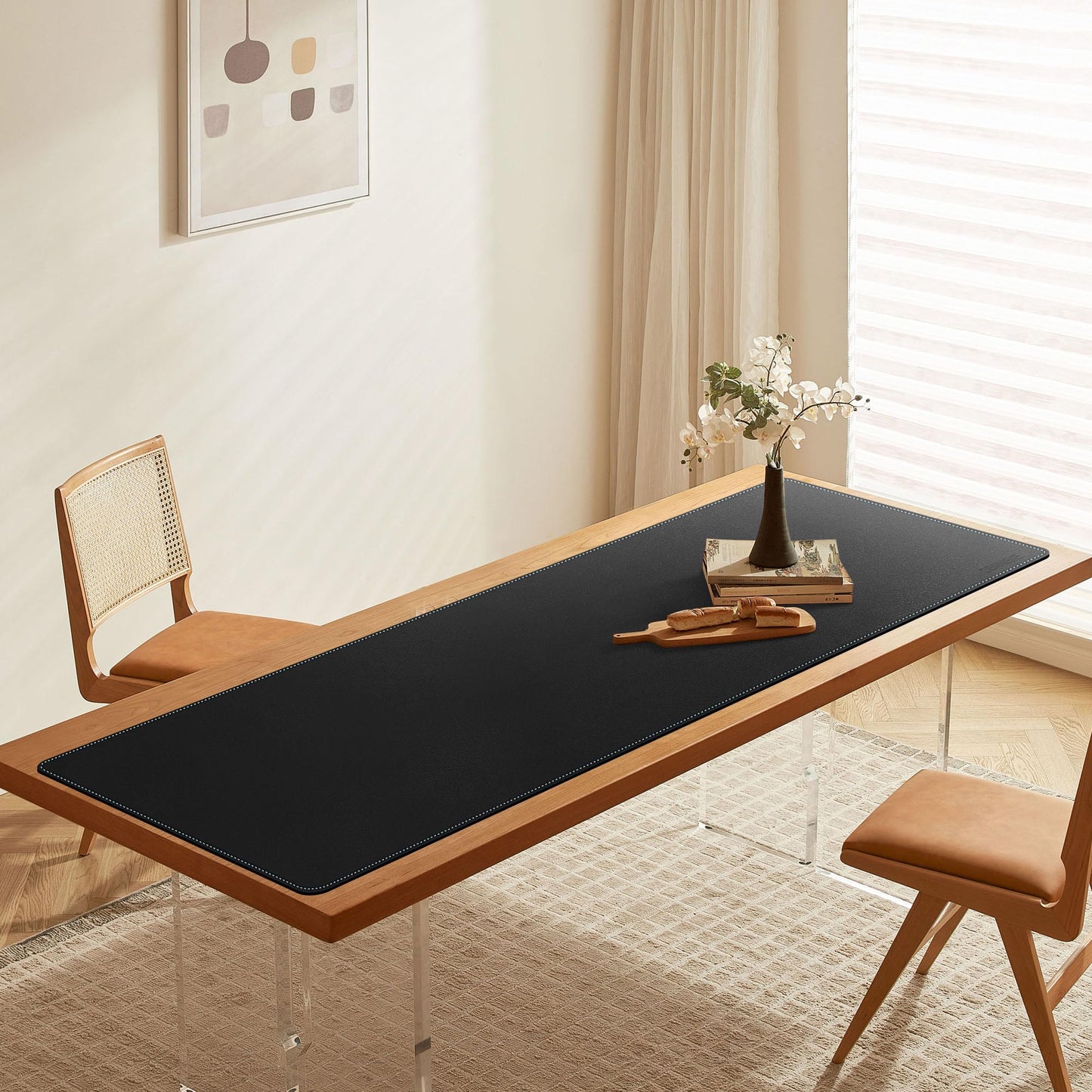 CENNBIE Leather Desk Mat Large, 160 x 50cm Desk Pad Blotter Protector, Extended Non-Slip Mouse Pad, Waterproof PU Leather Large Mouse pad for Desk Office and Home (Black)