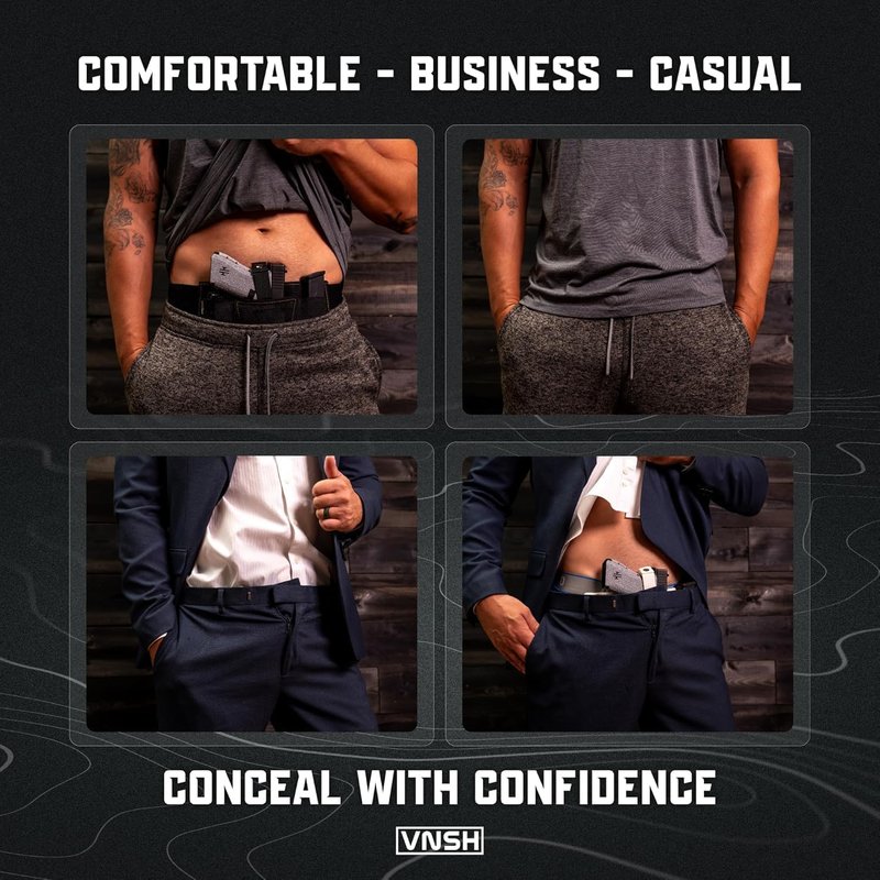Belly Band Holster - Comfortable Concealed Carry for 99% of Handguns | Secure Fit with Built-in Mag Pouches