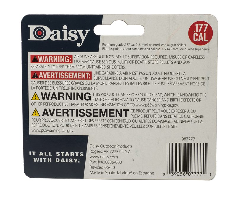Daisy, Max Precision .177 Cal Pellet Ammunition, 7.2 Grains, Pointed, 250ct, .177 Caliber, 987777-406