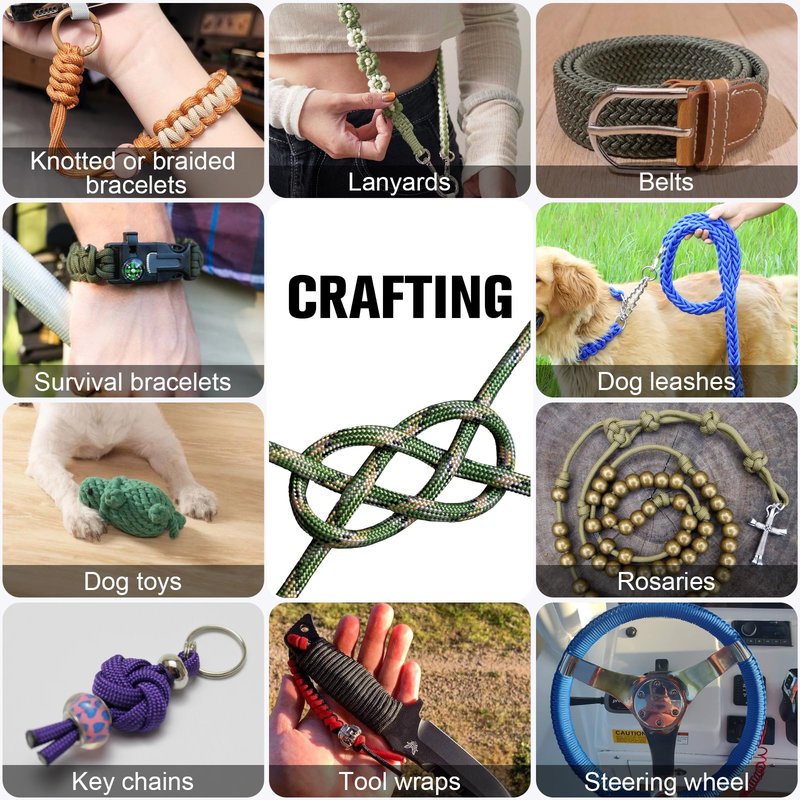 Paracord Rope 550 lb - 100ft 5/32" Parachute Cord 4MM 7-Strand para Cord - Heavy Duty Spool String for Survival,Camping Gear, Survival Bracelet, Clothesline - Camo Green