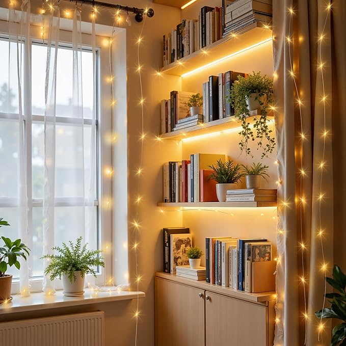 Mlambert LED Fairy Lights Battery Operated with Timer, Rechargeable Mini Twinkle Lights for Christmas Decor Holiday Party, 98.4FT(16.4x6), Warm White