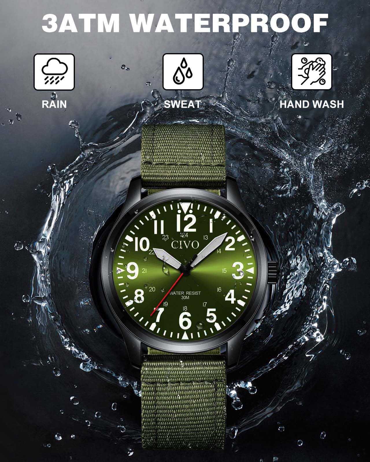 CIVO Military Watch for Men Waterproof: Analog Mens Watches Classic- Field Wrist Watches for Man