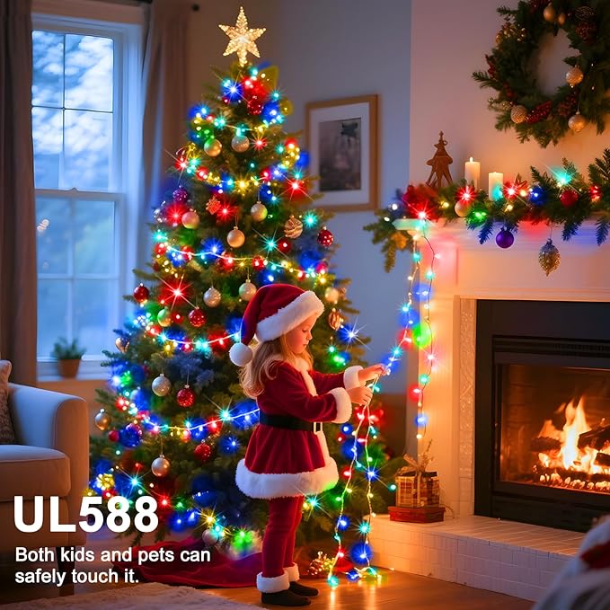 114 FT 350 LED String Lights Outdoor Indoor, Christams String Lights Waterproof 8 Modes & Timer, Fairy Lights Plug in for Bedroom, Weeding, Patio, Party, Holiday,Christmas Decor(Multicolor)