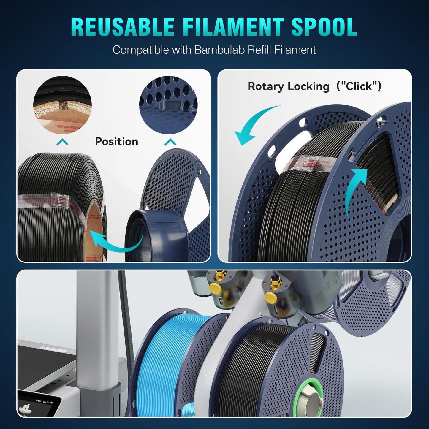 SUNLU PLA+ Filament 1.75mm, Enhanced Durability and High Strength, PLA Plus 3D Printer Filament for 3D FDM Printers, 1kg Spool, pla+ Black