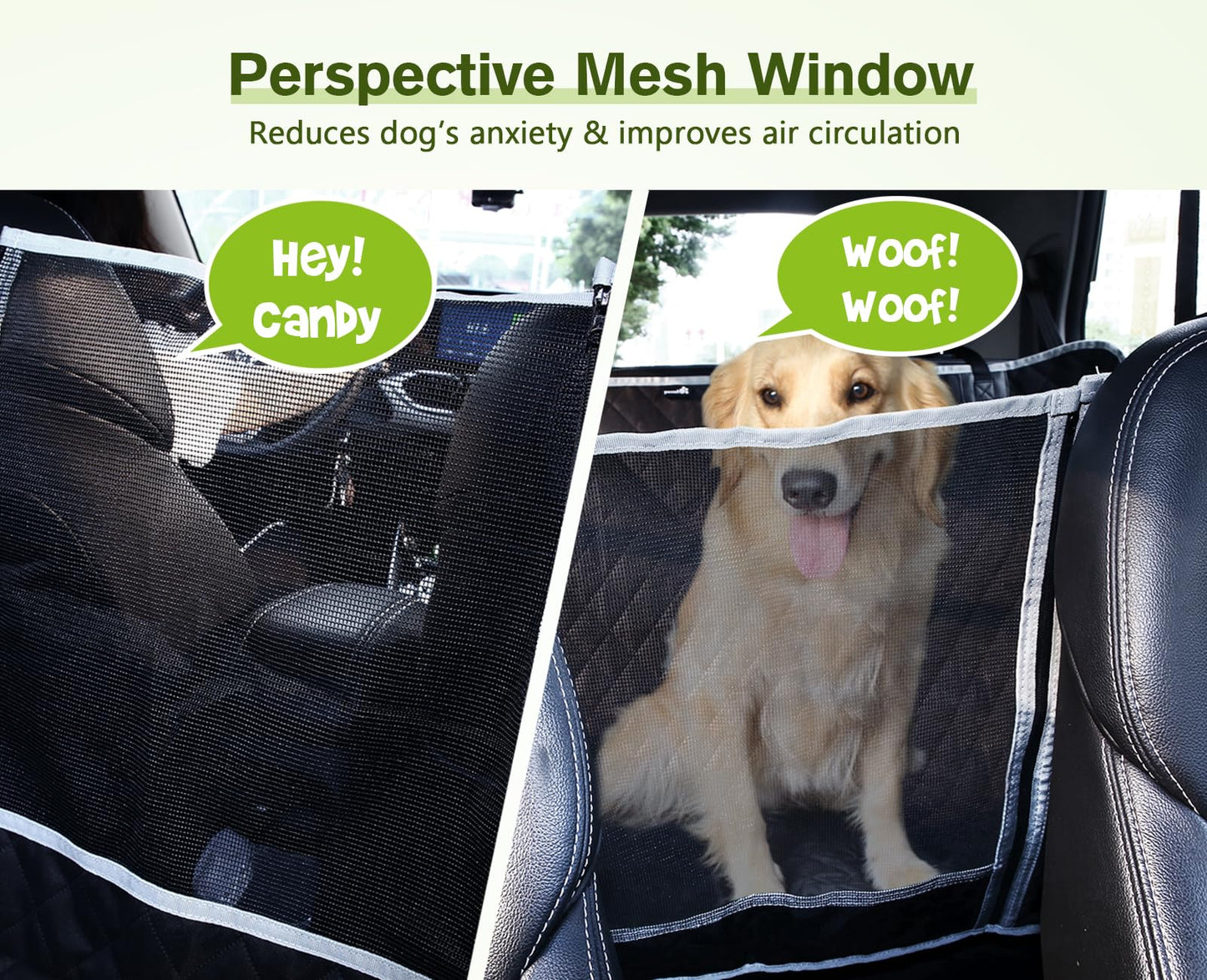 pecute Dog Car Seat Cover, Car Seat Cover for Dogs with Viewing Window/Side Flaps/Storage Bags, Dog Hammock Scratch Proof Nonslip Back Seat Protector for Cars Trucks SUV(146x136cm)