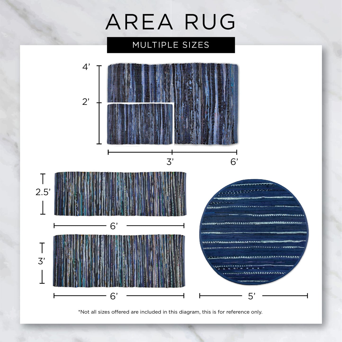 DII Woven Rag Rug Collection Recycled Yarn Cabana Stripe, 2x3', Natural