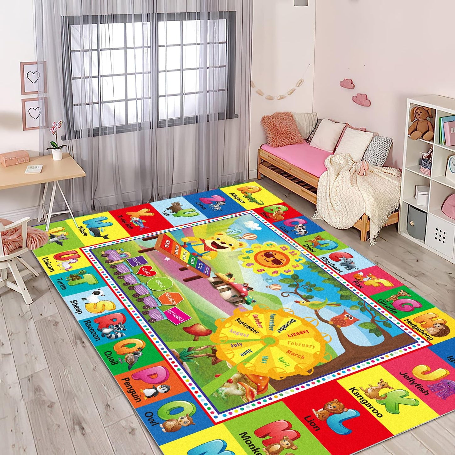 ABC Kids Play Rug, Non-Slip Classroom Carpet,59" x 39.4''