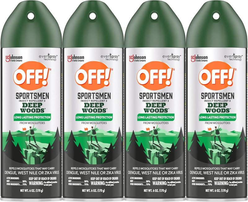 OFF! Deep Woods Insect Repellent Spray - 30% DEET, 6 Oz | Pack of 4 for Mosquito & Tick Protection