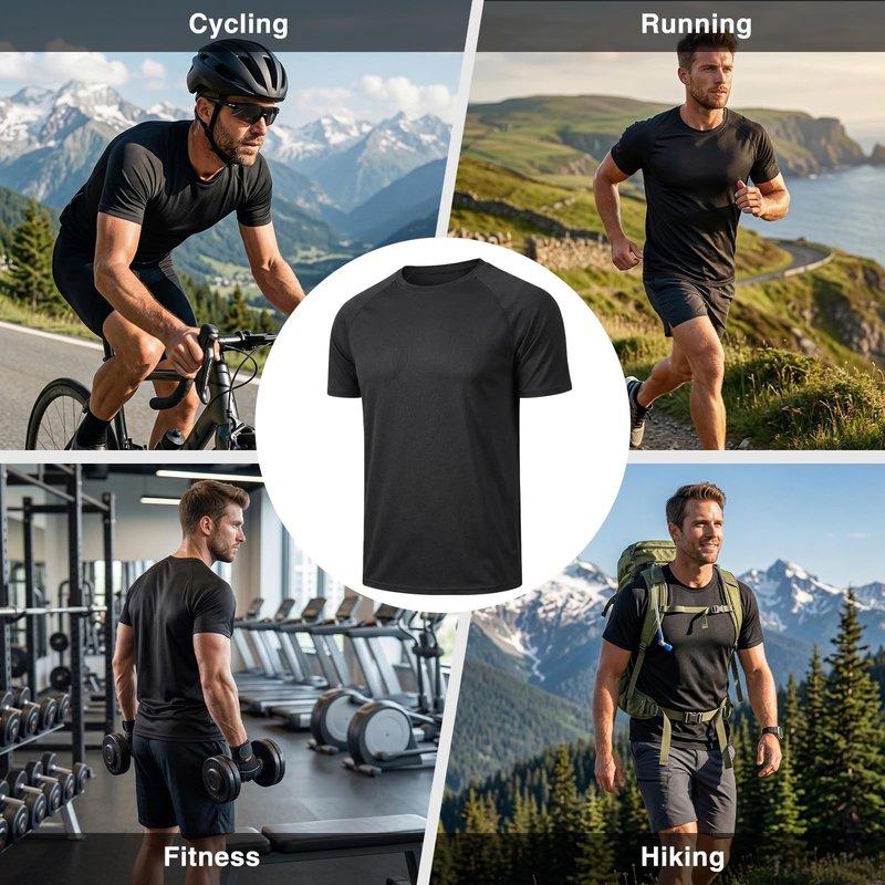 HYCOPROT Men’s Quick Dry Workout T Shirts Moisture Wicking Short Sleeve Athletic Loose Fit Undershirts Lightweight Breathable Activewear Tee Tops Fitness Clothing for Running Training Hiking Casual