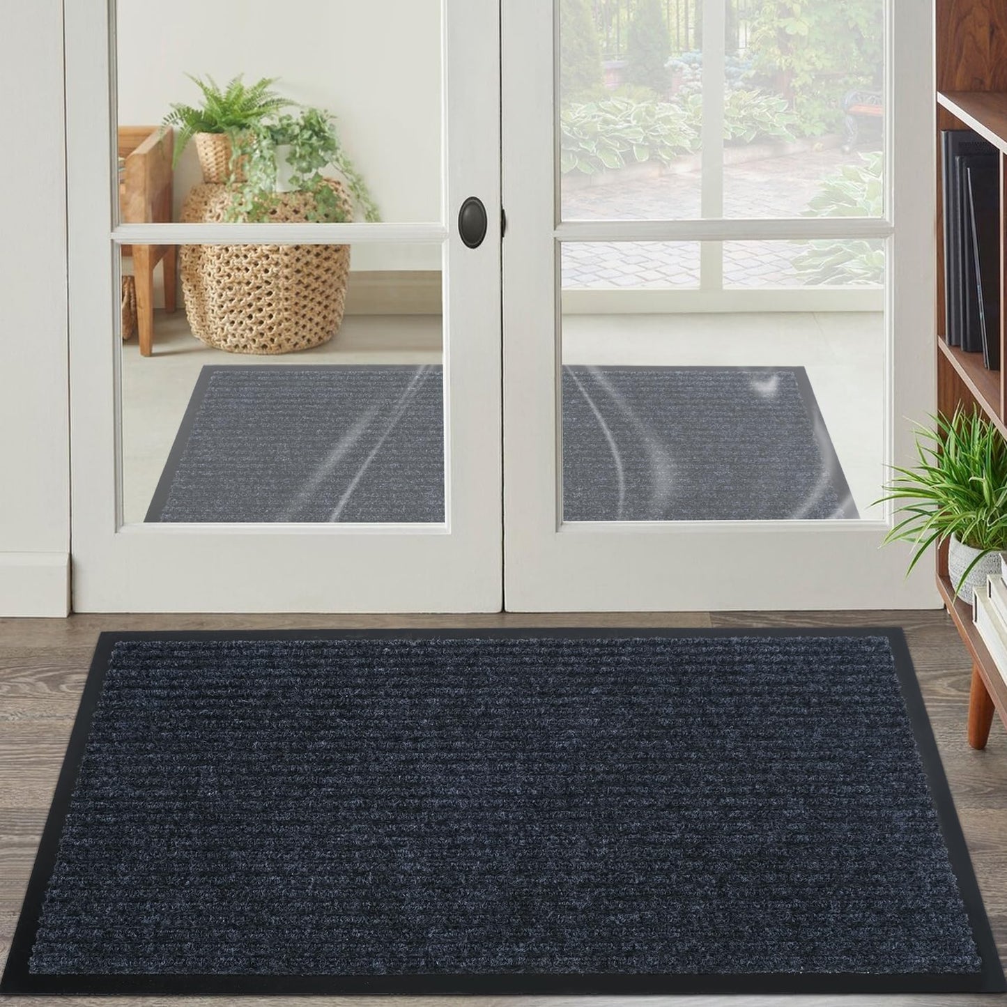 Neiza Front Door Mat 60"x36" Indoor Outdoor Low Profile Rubber Backing Doormat All-Weather Easy Clean Washable Doormats Commercial Entrance Mats for Home Office Patio Porch Garage Garden,Grey