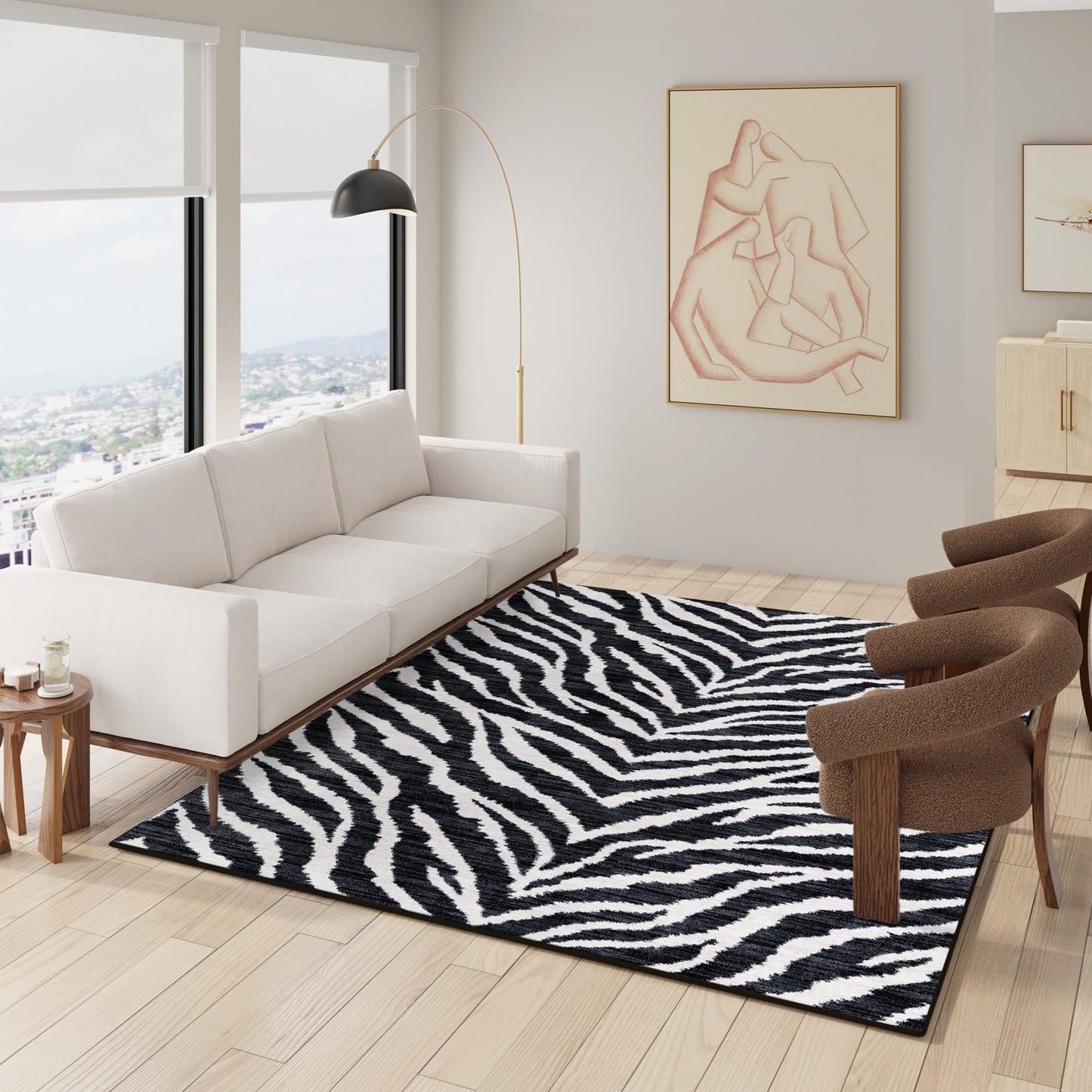 Gertmenian Indoor Easy-Care & Washable Area Rug – 8x10 Large, Ideal for High Traffic Areas in Living Room, Bedroom, Entryway – Safari Black White, 23281