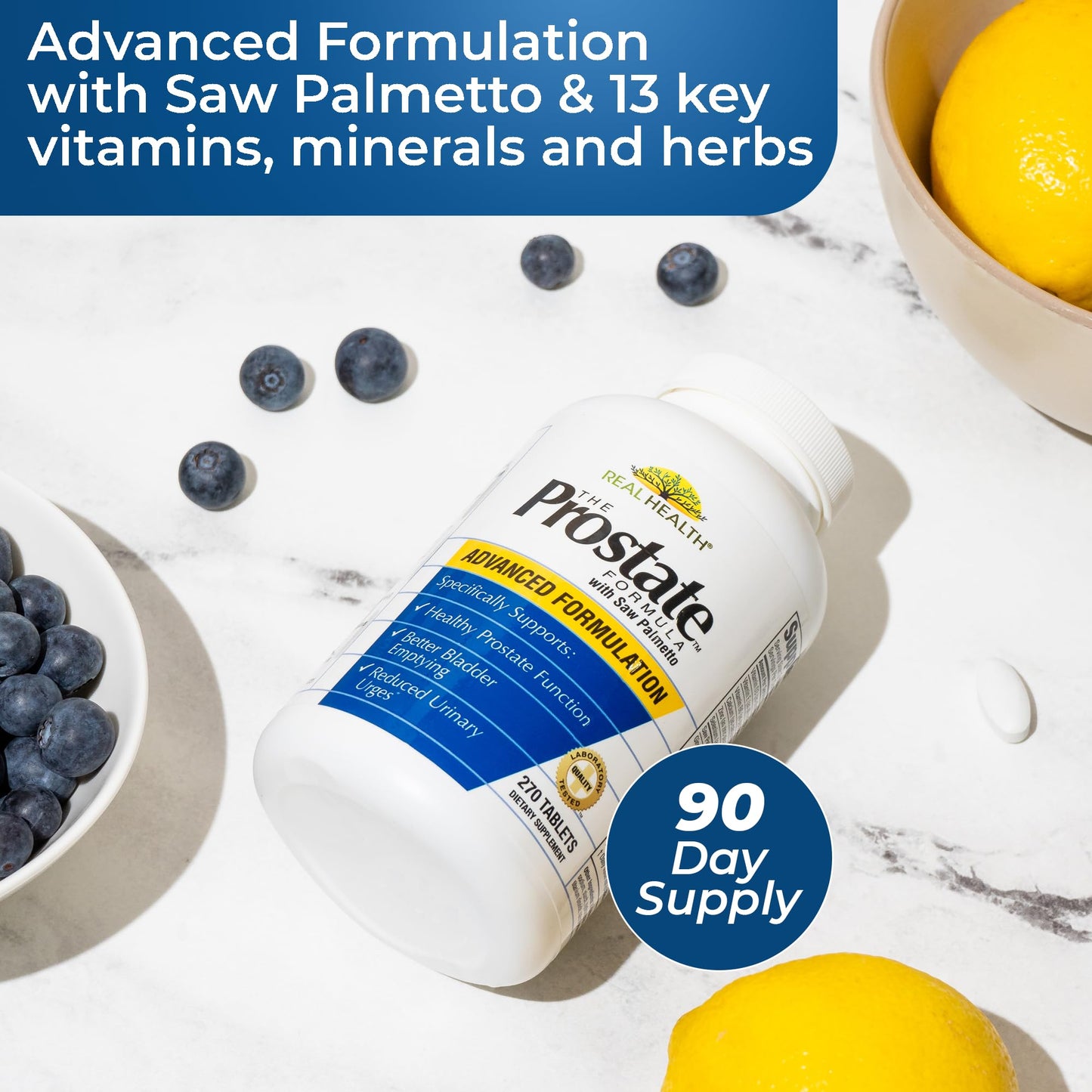 Real Health The Prostate Formula - Prostate Supplements for Men, Prostate Health, Prostate Relief, Saw Palmetto for Men, Prostate Vitamins - 270 Count
