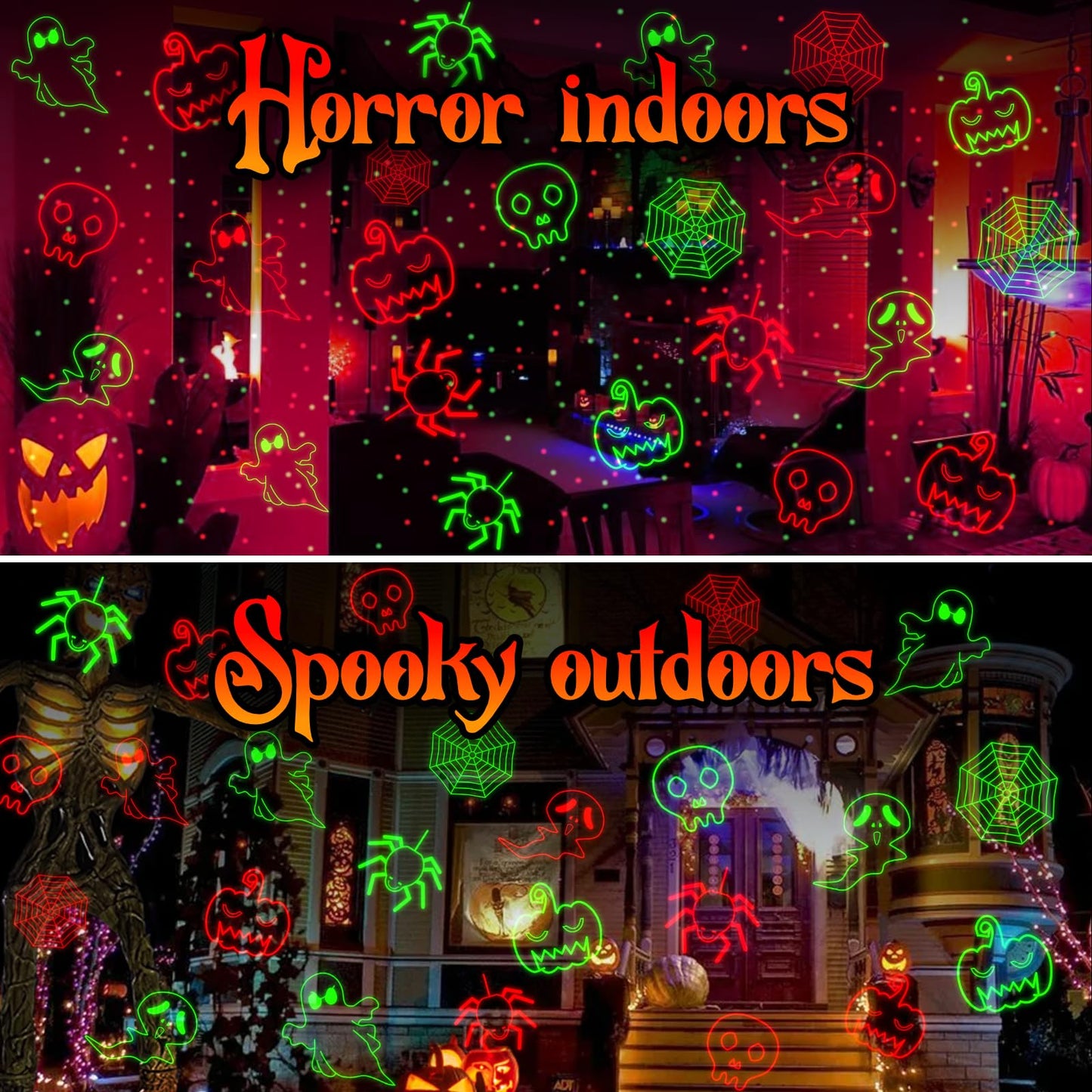 Halloween Projector Lights Outdoor, Remote Control, Waterproof Halloween Decor Energy Saving High Brightness, Timer, 3 Light Modes for Yard, Window Wall, Parties, Community Events, Store Decorations