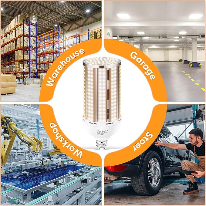 2 Pack 120W Corn LED Light Bulb Fanless,3000K/Warm White(1200 Watt Equivalent) E26/E39 Large Mogul Base LED Cob Lamp 15,800LM for Outdoor Indoor Garage Warehouse Factory Workshop Street Backyard