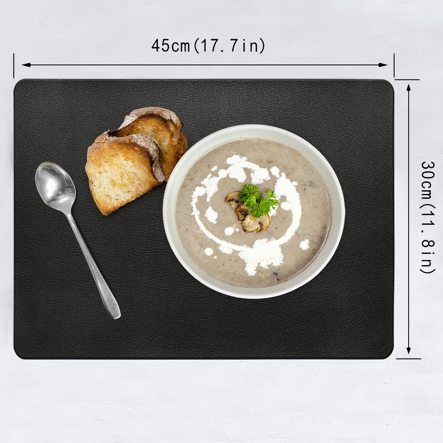 Faux Leather Halloween Placemats HeloHo Black Table Place Mats Set of 6 Waterproof Oilproof Heat Stain Resistant Placemats Washable Wipeable Placemat for Kitchen Dining Table Decoration Indoor Outdoor