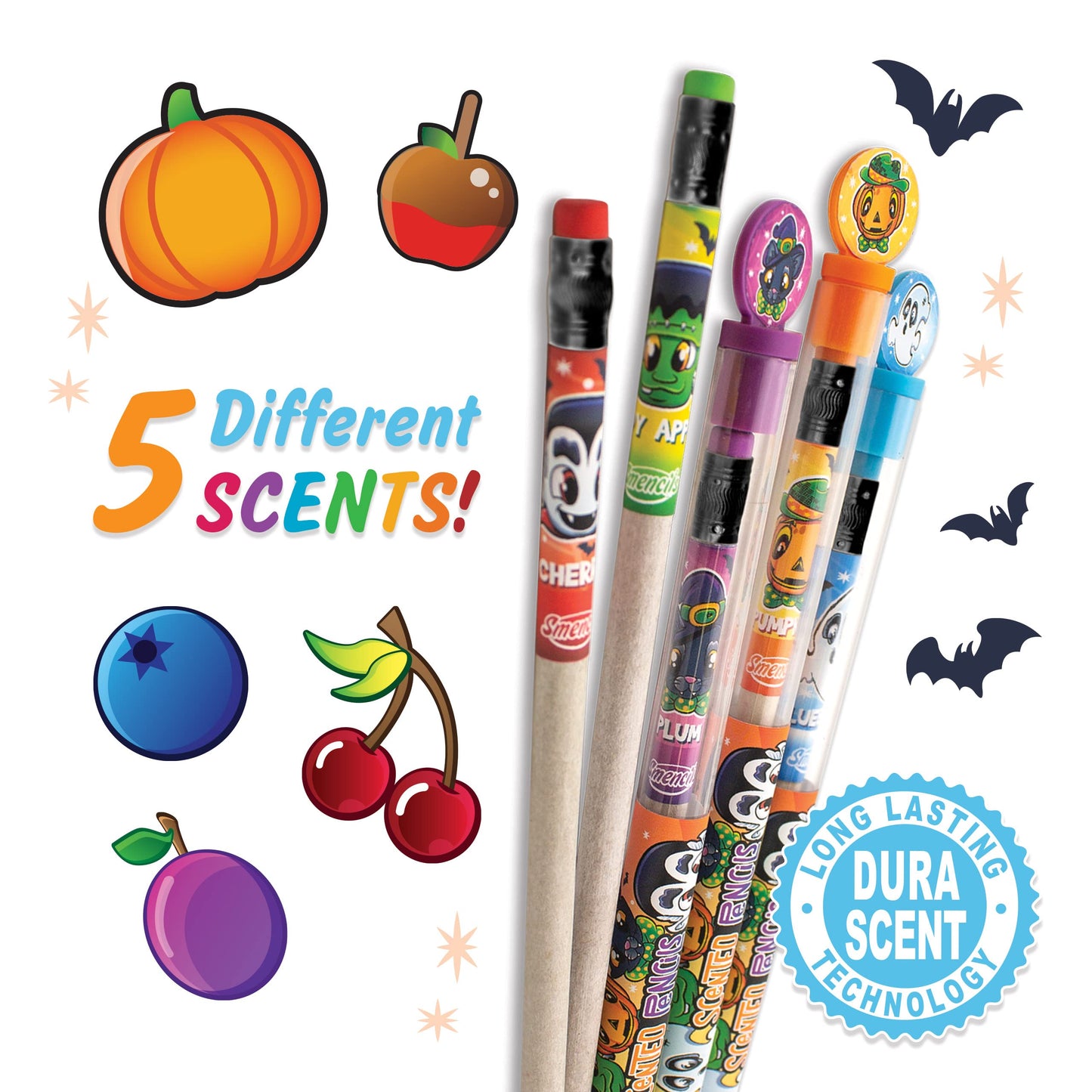 Halloween Smencils - HB #2 Patented Gourmet Scented Pencils, 5 Count, Gifts for Kids, School Supplies, Classroom Rewards
