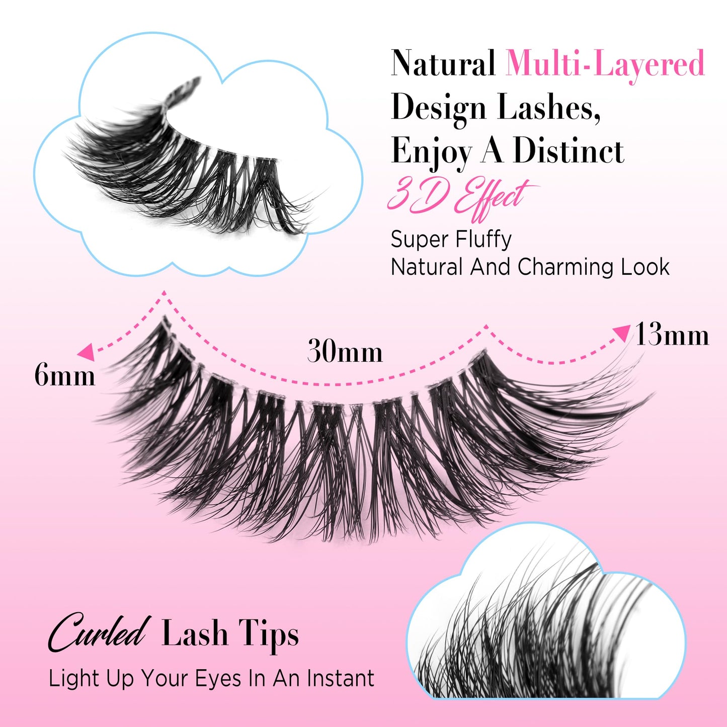 Eyelashes Natural Look False Lashes - Bepholan Fake Eyelashes 5D Super Fluffy False Eyelashes Clear Band Wispy Lashes 3-Pack Faux Mink Lashes(XMZ92)