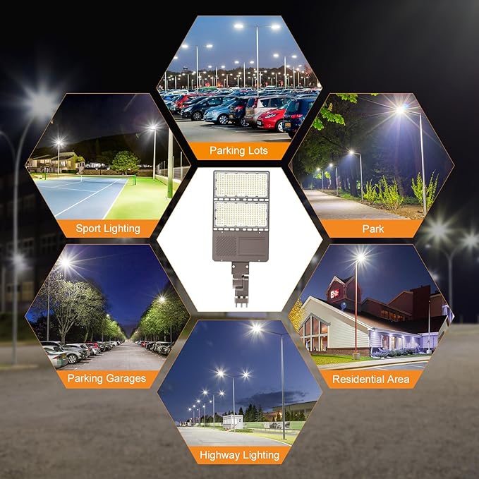 ADUB 240W LED Parking Lot Lights with Photocell, UL Listed 33600LM LED Shoebox Lights Adjustable, 5000K LED Pole Light Outdoor, IP65 Waterproof Exterior Flood Light