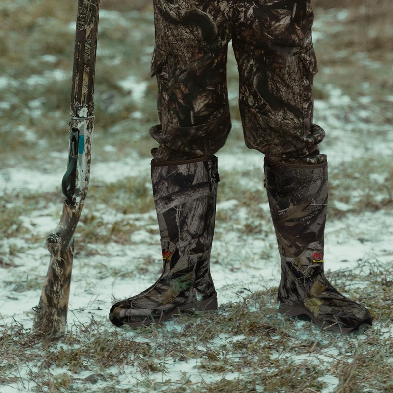 Hunthor Rubber Hunting Boots for Men with 800g Insulation, Waterproof Insulated 6mm Neoprene Shoes for Outdoor Hunting (Next Camo, Size 6-14)