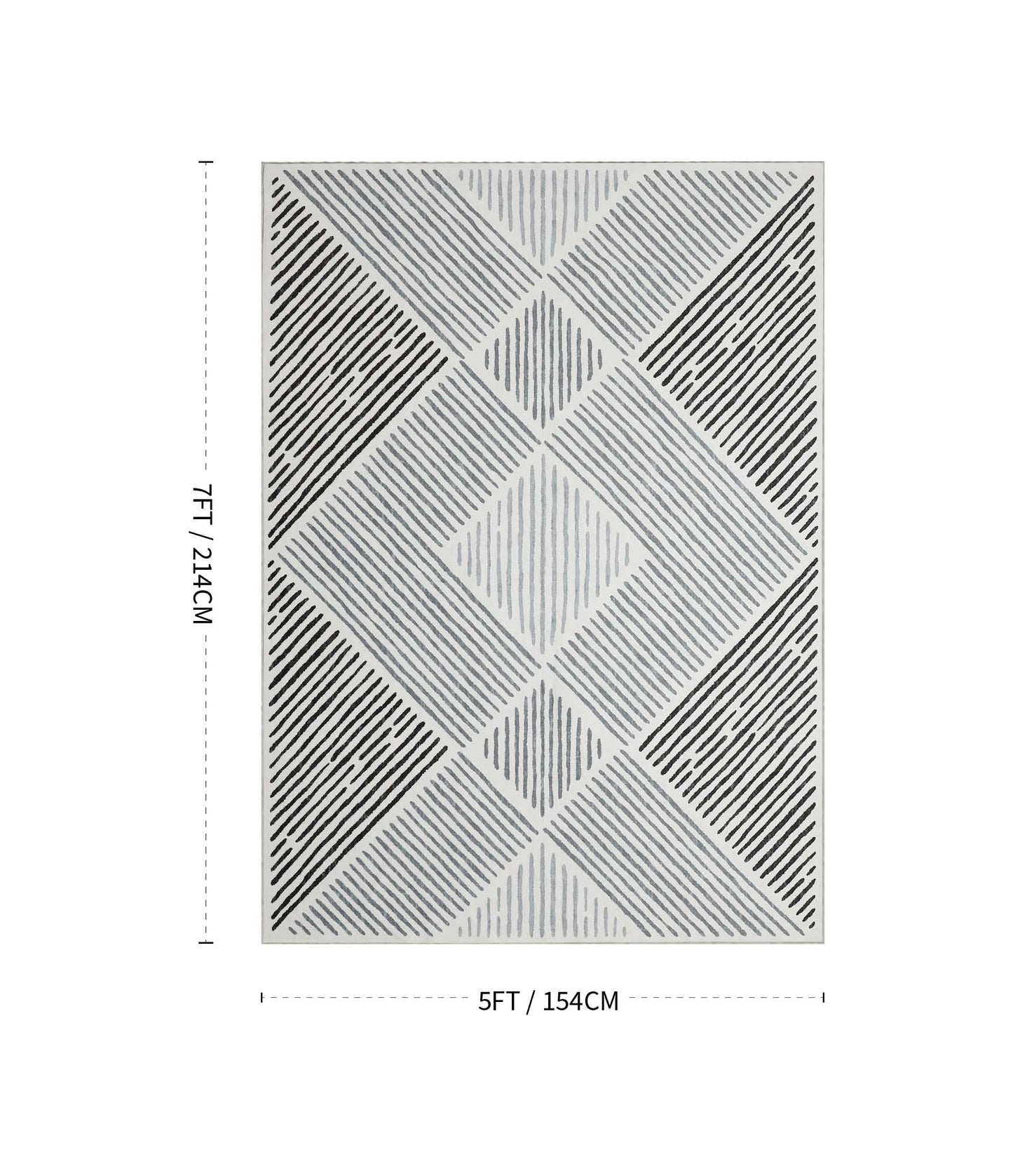 YIHOUSE Black and White Area Rug 5x7,Modern Geometric Rug for Bedroom Diamond Washable Rugs for Living Room, Office, Dining Room