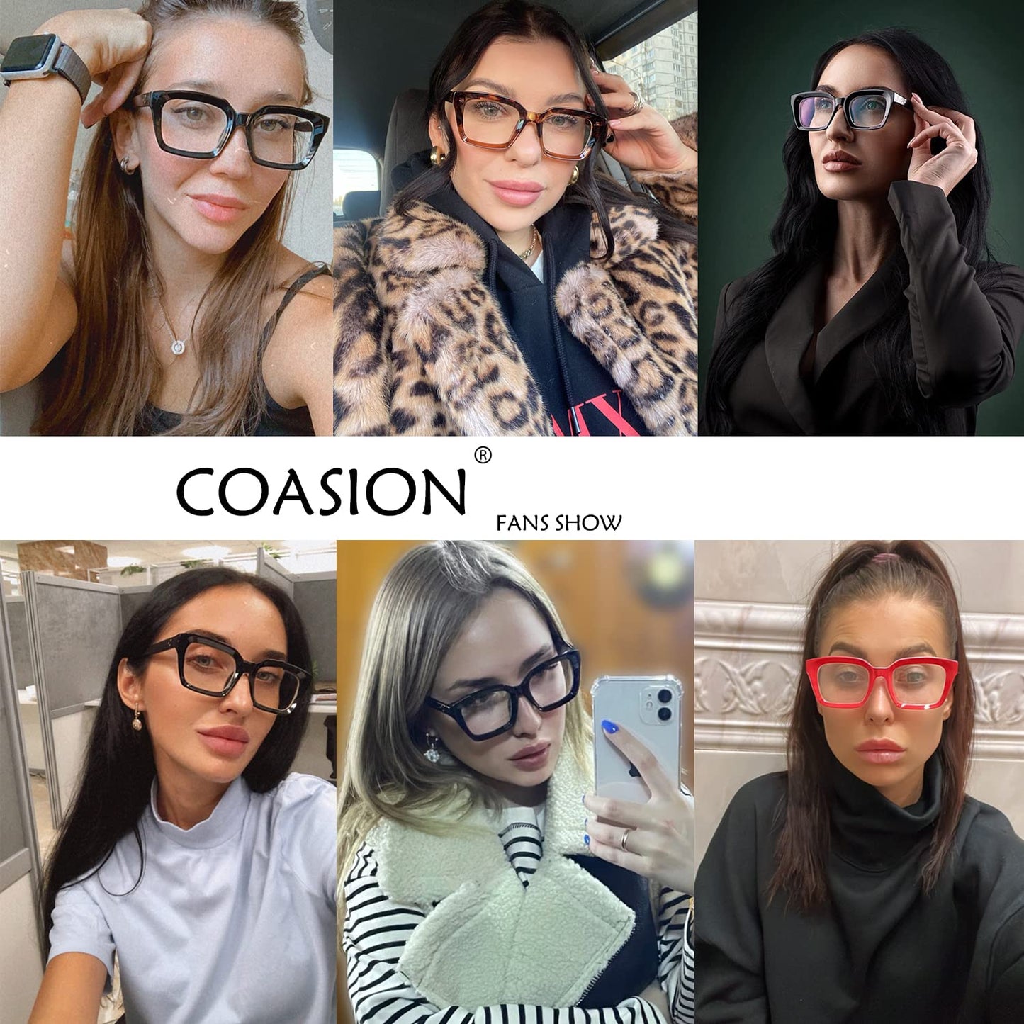 COASION Blue Light Blocking Eyeglasses Classic Thick Square Rim Frame Eyewear for Women Men (Bright Black)