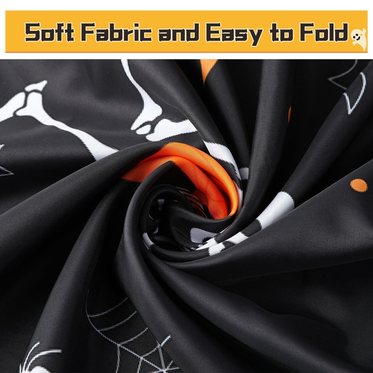 BOARDFEB Halloween Skull Shower Curtain for Bathroom 72 x 72 Inches Funny Black and White Gothic Skeleton Dance Water-Repellent Fabric Shower Curtains Pumpkins Dancing Bath Decor with 13 Hooks