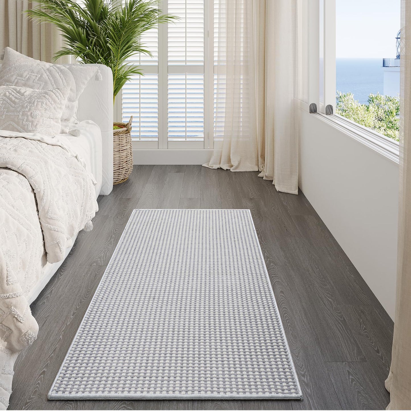 YDKGL 2x5 ft Hallway Runner Rug Boho Woven Washable Long Kitchen Runner Rugs Mat Non Slip, Soft Entryway Laundry Hall Runner Floor Carpet for Indoor Backdoor Bedroom Kitchen Living Room, Gray