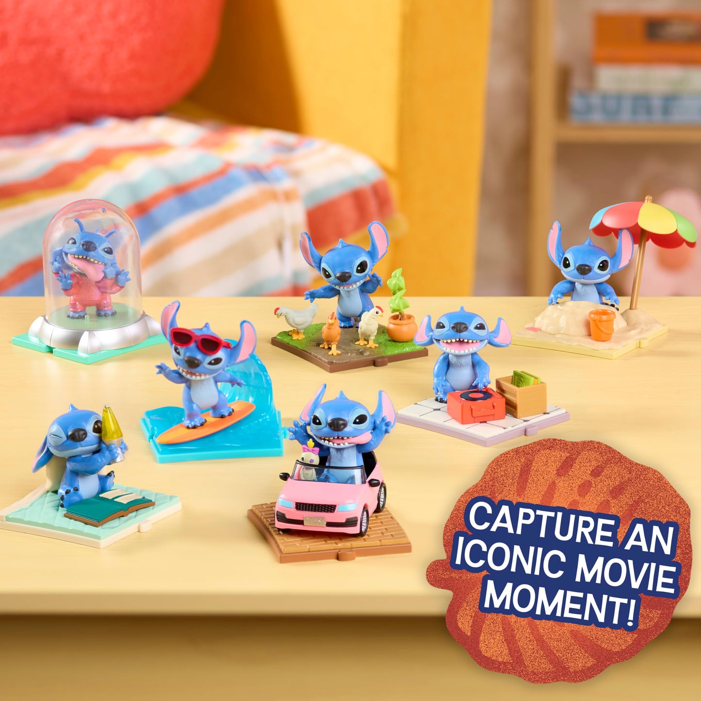 Just Play Disney Stitch Live-Action Movie Time 7,6 cm Collectible Figures, Inspired by Disney's New Live-Action Lilo & Stitch Movie, Blind Box Collectible Toys, Home Decoration, Kids Ages 3