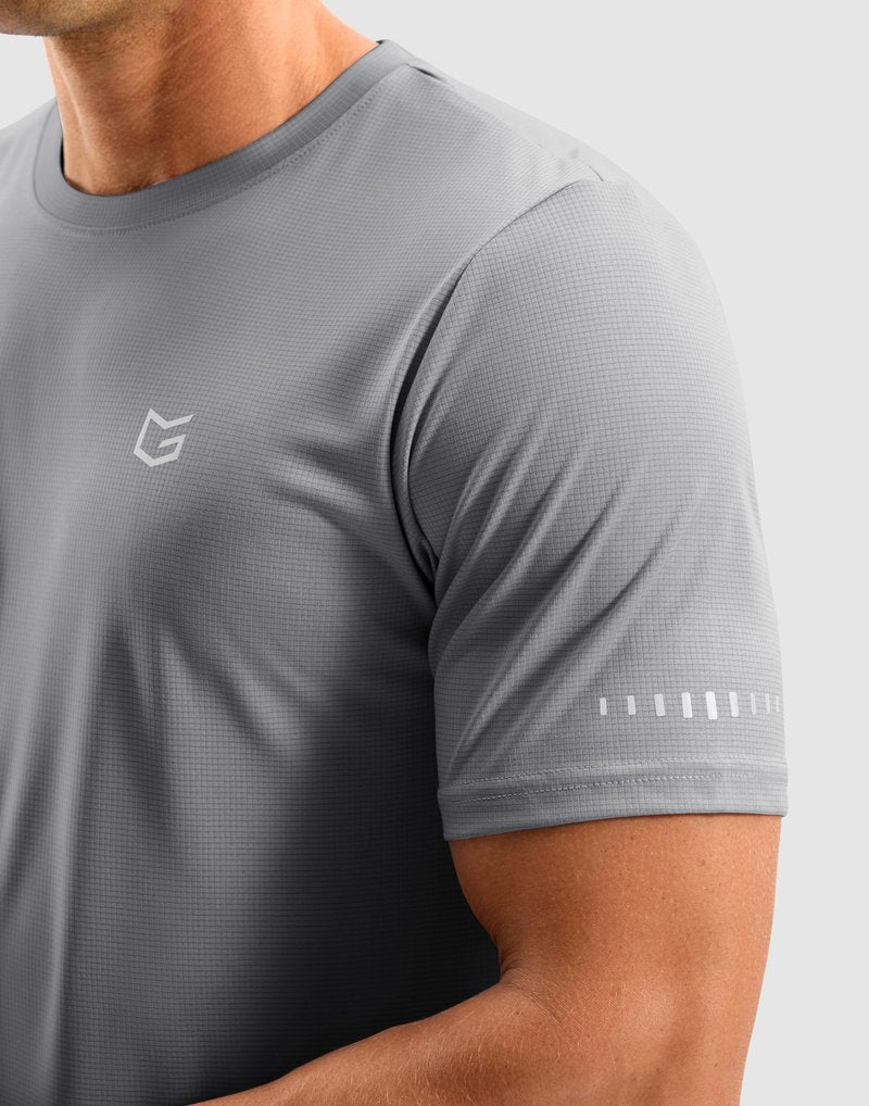 Men's Workout Breathable T-Shirts Dry Fit UPF 50+ Sun Shirts Quick Dry Cooling Tee for Athletic, Running, Hiking (Silver Grey, 2XL)