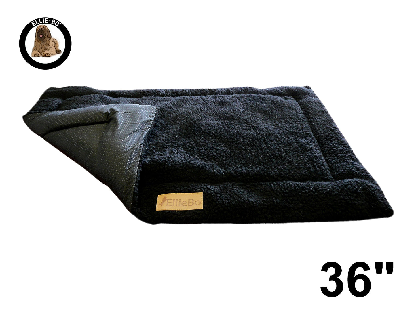 Ellie-Bo Large Black Sherpa Fleece Mat for 36-inch Dog Cage