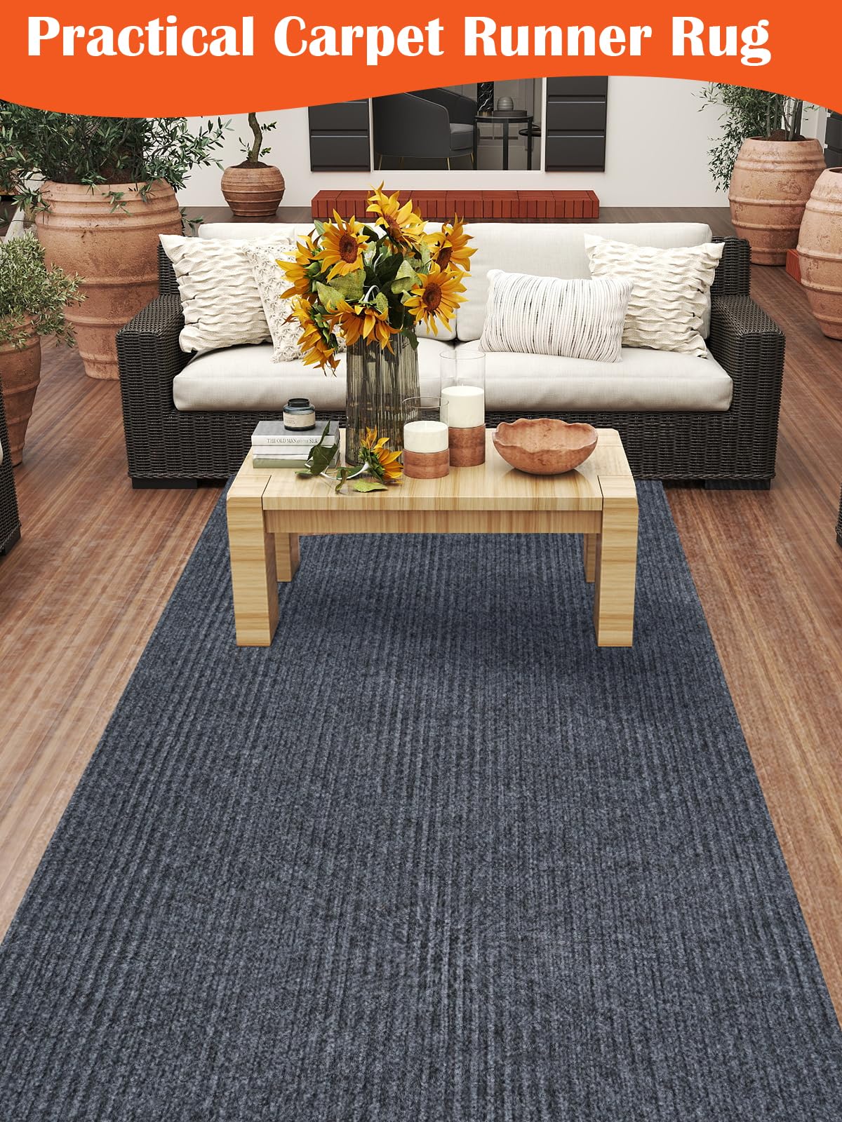 Socomf 3X10ft Runner Rugs with Rubber Backing, Non Slip Indoor Outdoor Carpet Runner for Hallway Custom Size Floor Mat,Washable Area Rugs for Entryway Balcony Patio Kitchen Garage Stair Laundry