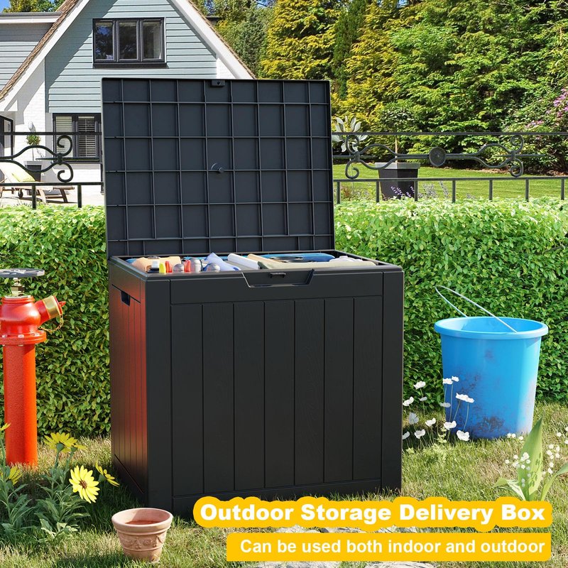 MAIUSCOLI 30 Gallon Outdoor Deck Box, Lockable Waterproof Outdoor Storage Boxes For Garden Tools,Indoor Cushions,Accessories Outside Storage Resin Weatherproof Container(Black)