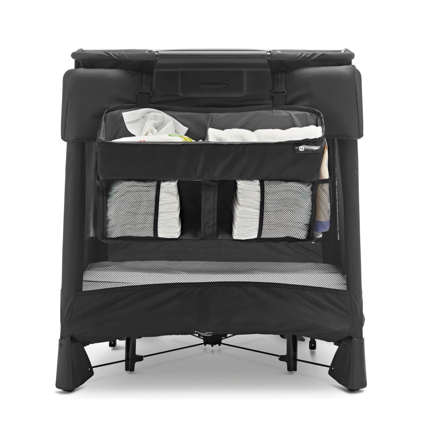 4moms Breeze Playard Diaper Caddy, Storage for Diapers, Baby Wipes, and Organization, Black