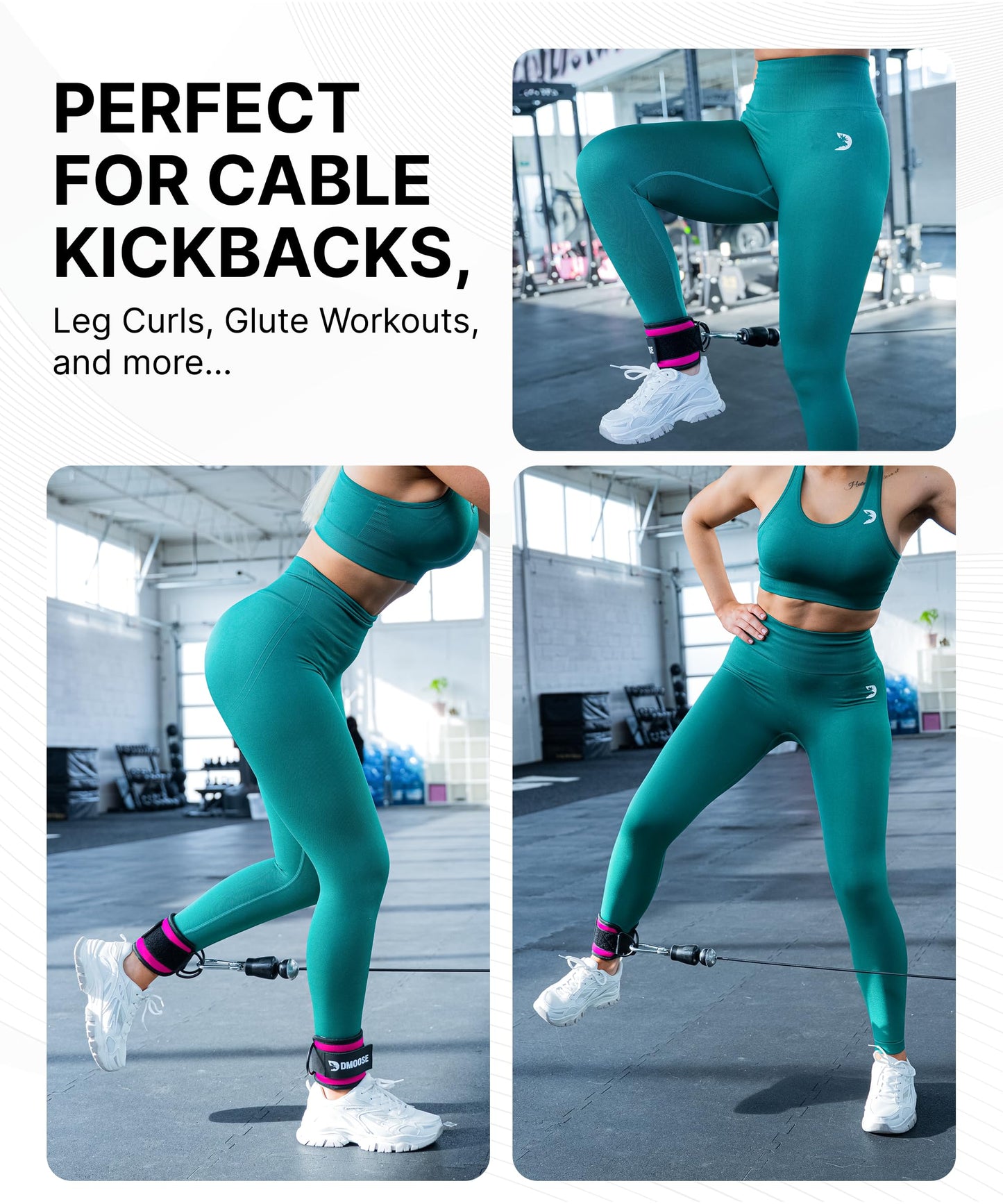 DMoose Ankle Strap for Cable Machine Attachments - Gym Ankle Cuff for Kickbacks, Glute Workouts, Leg Extensions, Curls, Booty Hip Abductors Exercise for Men Women