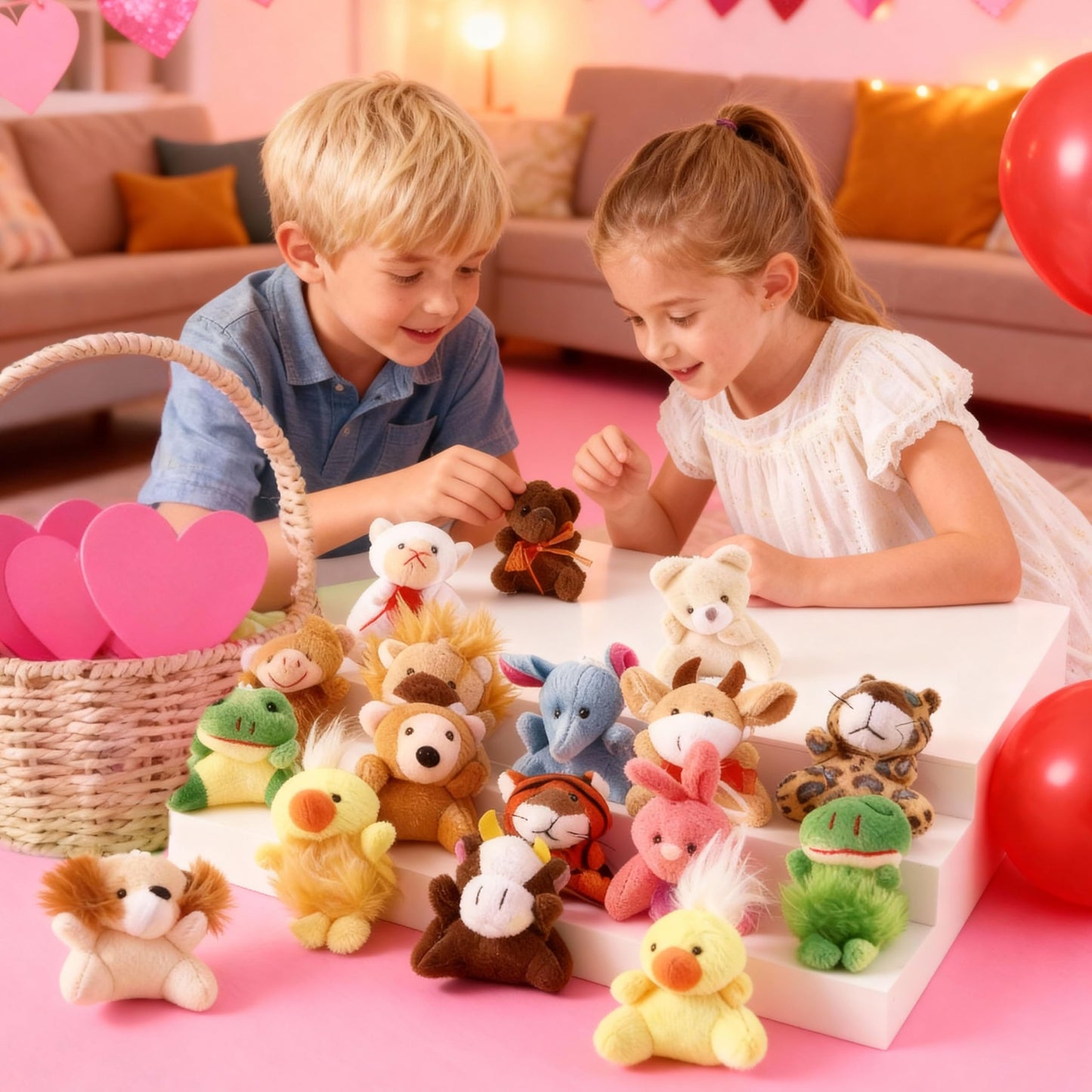 JOYIN 24 Pack Mini Animal Plush Toy Assortment (24 Units 3" Each), Animals Keychain Decoration for Kids, Small Stuffed Animal Bulk for Kids, Carnival Prizes, School Gifts, Christmas Goodie Bags