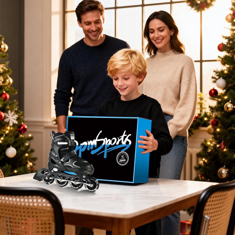2PM SPORTS Inline Skates for Kids Girls Boys Ages 5-8 8-12 4-6 6-12 with Light Up Wheels, Adjustable Roller Skates Blades for Adults Men Women Male Beginners Youths, Black Large